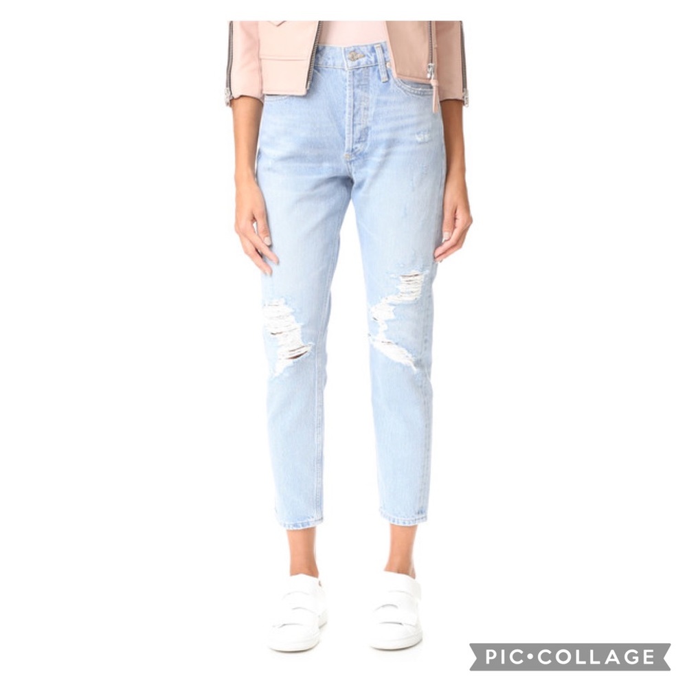 AGOLDE Jamie High Rise Classic Jeans Distressed Ever More Light Wash